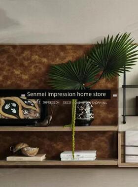 现代中古样板间售楼处书房书柜装饰画书籍组合搭配软装饰品摆件