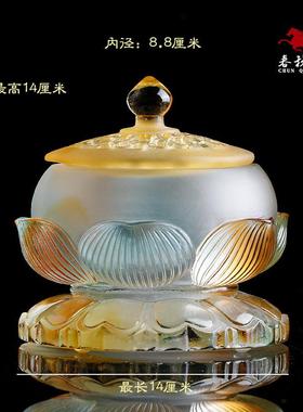 琉璃青莲佛具花瓶供盘净水杯香炉果盘佛具家用供奉供具套装摆件