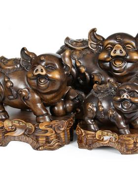 招财生肖猪摆件一对工艺品创意可爱客厅电视柜大号家居装饰吉祥物