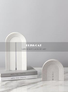 北欧现代简约砂岩拱门摆件样板间儿童房书柜电视柜创意托盘装饰品