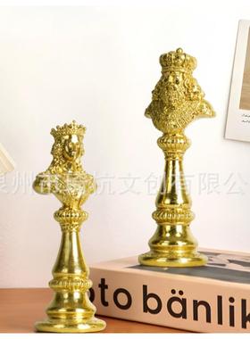 跨境新品国际象棋摆件黑白金银西洋人像小棋子摆设家居桌面装饰品