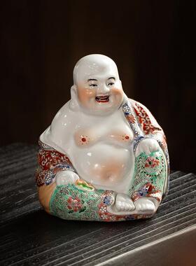 景德镇雕塑笑佛摆件陶瓷大肚弥勒佛像开脸喜玄关门厅开业乔迁礼品