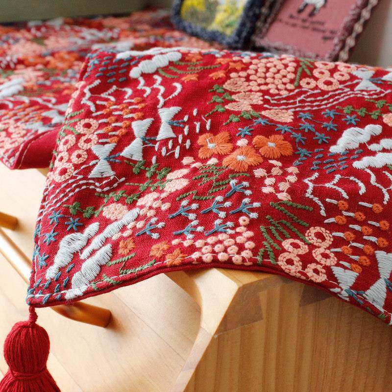 轻奢刺绣桌旗结婚电视柜餐边柜长方形盖布茶几餐桌斗柜鞋柜桌垫布,淘宝优惠券,粉丝福利购,淘宝优惠卷