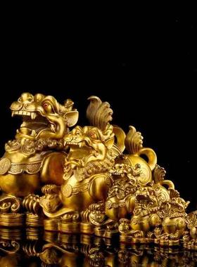 铜貔貅黄铜貔貅摆件一对公母皮丘貔犰全家用客厅店铺办公室工艺品