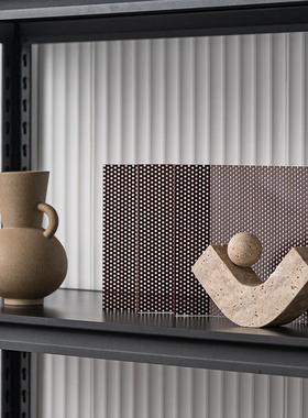 现代轻奢风样板间高级感玄关书柜书架壁龛开放格桌面装饰摆件组合