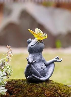 外贸新款瑜伽打坐青蛙太阳能灯户外气氛灯庭院阳台花园装饰摆饰