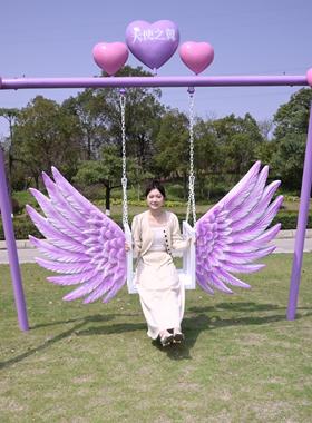 景区藤椅鸟巢装饰爱心云朵秋千座椅雕塑沙滩海边民宿热气球屋摆件