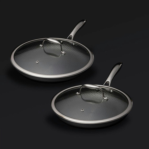 HexClad通用可立盖透明钢化玻璃不锈钢耐高温防烫手柄米其林锅盖 - 图0