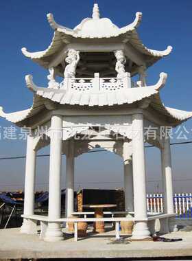 欧中式石雕凉亭大理石走廊花岗岩汉白玉石凉亭古建筑户外石雕凉亭