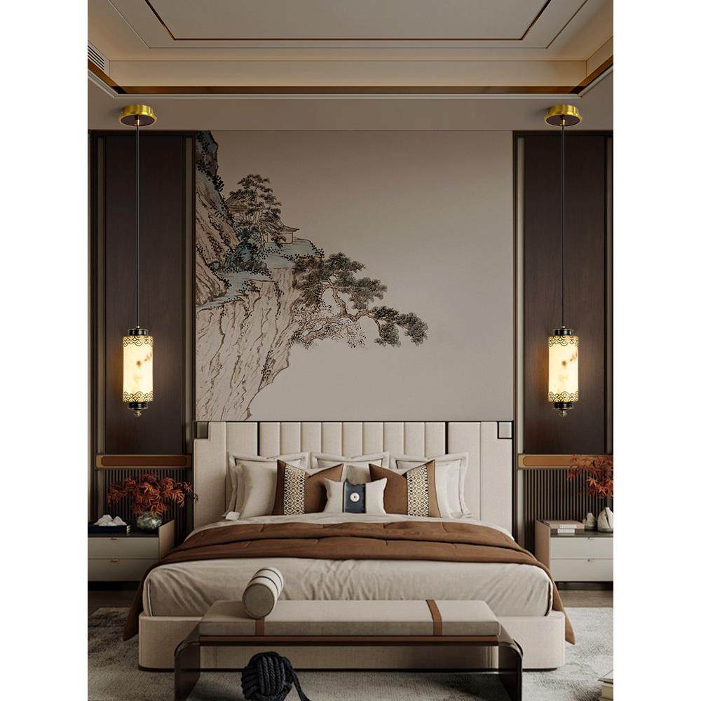 全铜新中式楼梯吊灯彷云石别墅旋转loft公寓中空挑高楼梯长线灯具,淘宝优惠券,粉丝福利购,淘宝优惠卷