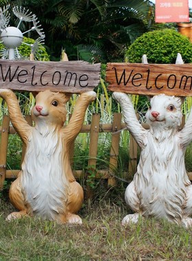 别墅庭院花园摆件k户外创意卡通兔子花盆院子装饰园林景观雕塑小