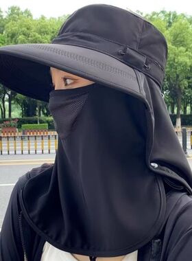 女式防晒护颈一体遮阳帽