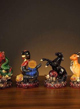 纯黄铜十二12生肖摆件铜鼠牛虎兔龙蛇马羊猴鸡狗猪全套家居摆件