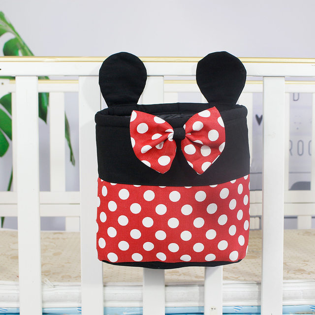 Cartoon style pure cotton premium canvas cute children's stroller crib small hanging bag crib hanging bag storage bag