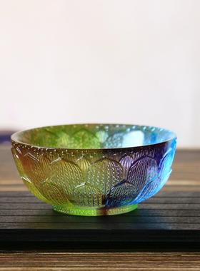 如意莲花琉璃供碗供杯供水杯摆件居家办公佛堂桌面摆放供奉佛具