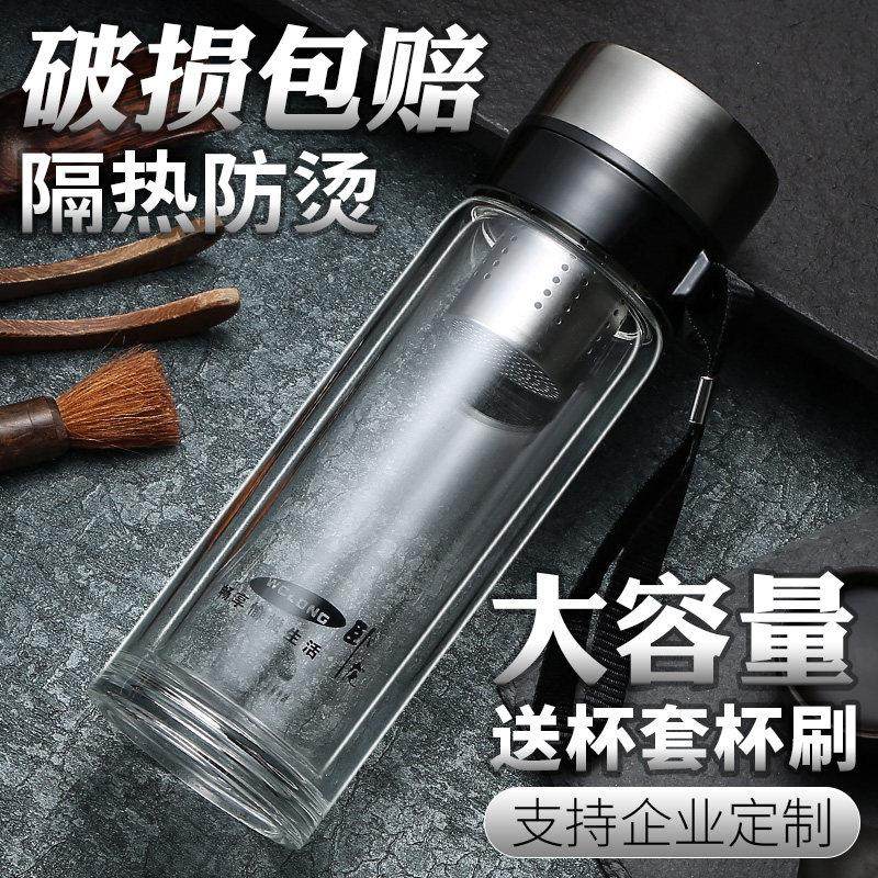 卧龙单层玻璃杯男大容量钢化防摔双层加厚水杯带提绳泡茶杯子口杯,淘宝优惠券,粉丝福利购,淘宝优惠卷