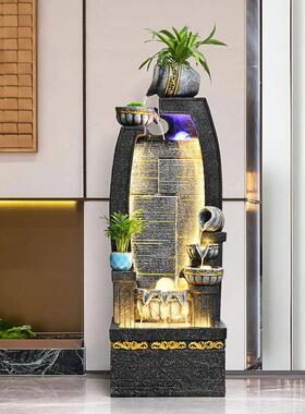 假山流水循环水幕墙风水轮客厅办公室屏风景观加湿器鱼池落地摆件