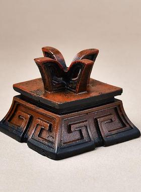 覆古方鼎树脂摆件水晶球底座矿石原石玉石奇石底托晶簇支架展示台