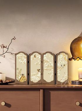 新中国风花鸟屏风桌面摆件入口柜茶几家居摆件中国风客厅绘画礼品