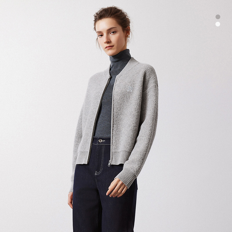 Navigare意大利小帆船女装短外套纯羊毛棒球领夹克宽松显瘦上装 - 图1