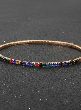 myya跨境欧美多色水钻弹力手链闪亮简约手链饰品女跨境手饰品