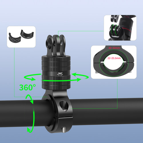 XINTE/馨特 适用大疆OSMO360/action5运动相机骑行单车夹车把管夹1/4磁吸快装固定座阻尼旋转阿莱齿云台支架 - 图2
