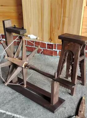 老式纺线车民俗怀旧收藏老物件摆件农村农具织布机道具手摇纺棉车