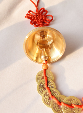纯铜铃铛挂件风铃五帝钱铜葫芦窗对大门窗户靠路小号挂五黄位家居