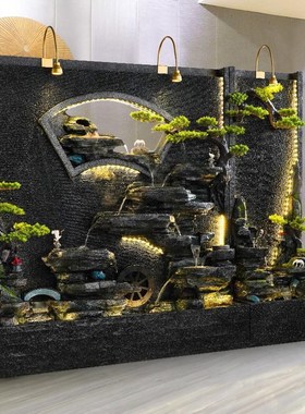 水幕墙流水屏风隔断假山喷泉招财摆件水景观R庭院民宿水池造景