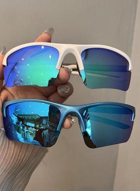 时尚户外男女骑行眼镜开 车专用太阳眼镜防晒紫外线 线眼镜银色太