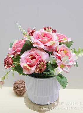 仿真花假花摆设干花花束客厅餐桌花摆花装饰花小茶几绿植花艺摆件