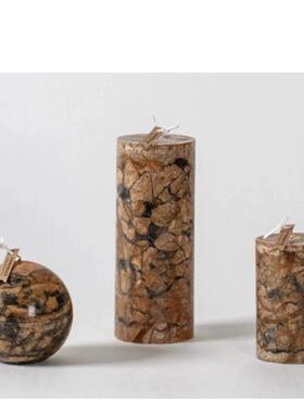 中古欧式覆古风格装饰手工圆柱大蜡烛浪漫欧式餐桌茶几香薰装饰品