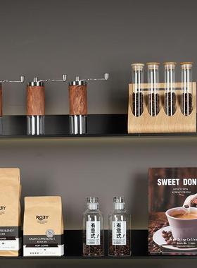 样板间厨房咖啡豆主题软装饰品现代简约吧台展示台层架玻璃罐摆件