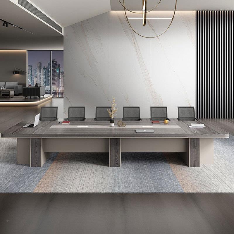 会桌长桌简现代新款办公家议具约公IXK长方形办桌会议室洽谈桌椅 - 图1