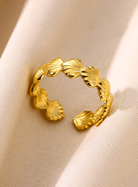 欧美热销沙滩配饰不锈钢镀18K金轻奢海星戒指沙滩度假戒指饰品