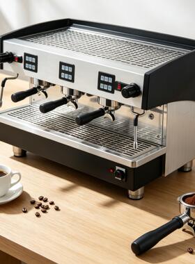 食品级半自动三头咖啡机现磨奶咖公商用意式多功能出口咖啡机