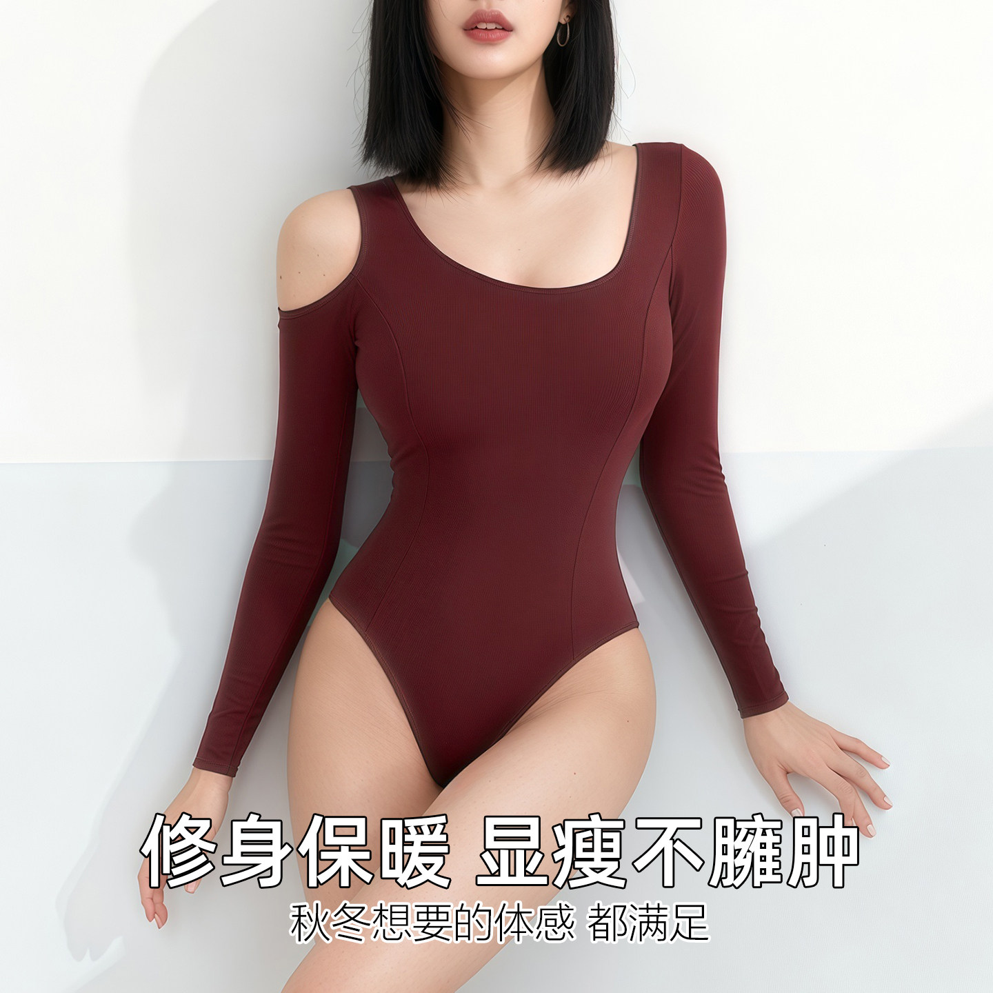 LOUSXXY长袖露肩可外穿塑身连体衣收腹显瘦高弹力秋冬打底美体衣,淘宝优惠券,粉丝福利购,淘宝优惠卷