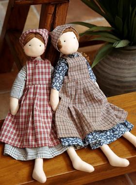 田园风覆古女孩公仔安抚娃娃沙发儿童房闺蜜送礼物家居装饰品摆件