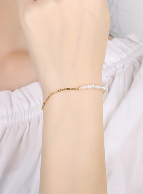 2025新款S925银高级感不规则珍珠复古潮流女款小众设计手链轻奢