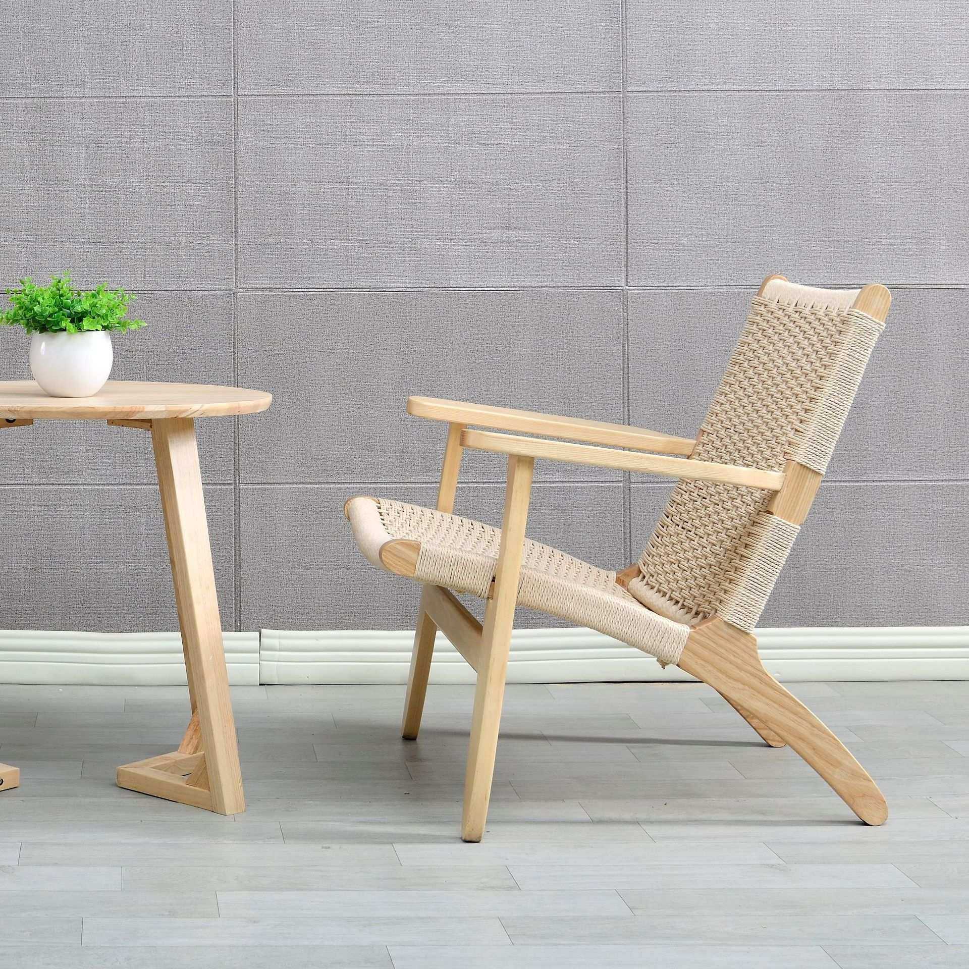 日式藤编实木沙发椅客厅椅子绳编靠背沙发阳台阅读椅环保水性漆,淘宝优惠券,粉丝福利购,淘宝优惠卷