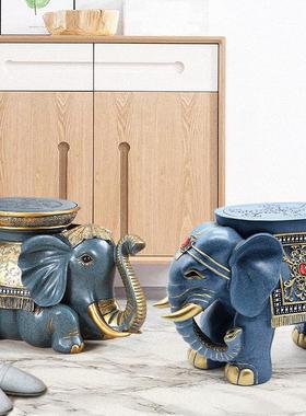 电视柜旁边落地摆件轻奢高档玄关客厅沙发北欧式大象收纳换鞋凳子