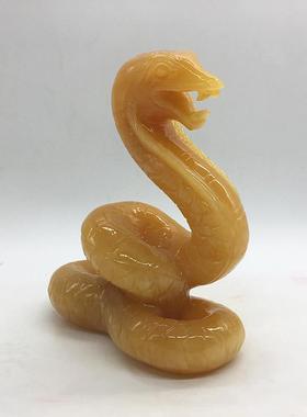 天然米黄玉蛇动物手工桌面摆件家居简约客厅摆放朋友同事日常送礼