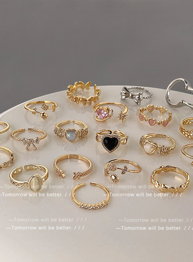 日韩ins风微镶锆石女戒