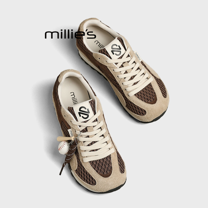 MILLIE'S/妙丽ins超火系带网面休闲鞋德训鞋显脚小百搭平底女鞋潮,淘宝优惠券,粉丝福利购,淘宝优惠卷