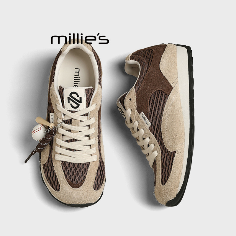 MILLIE'S/妙丽ins超火系带网面休闲鞋德训鞋显脚小百搭平底女鞋潮,淘宝优惠券,粉丝福利购,淘宝优惠卷