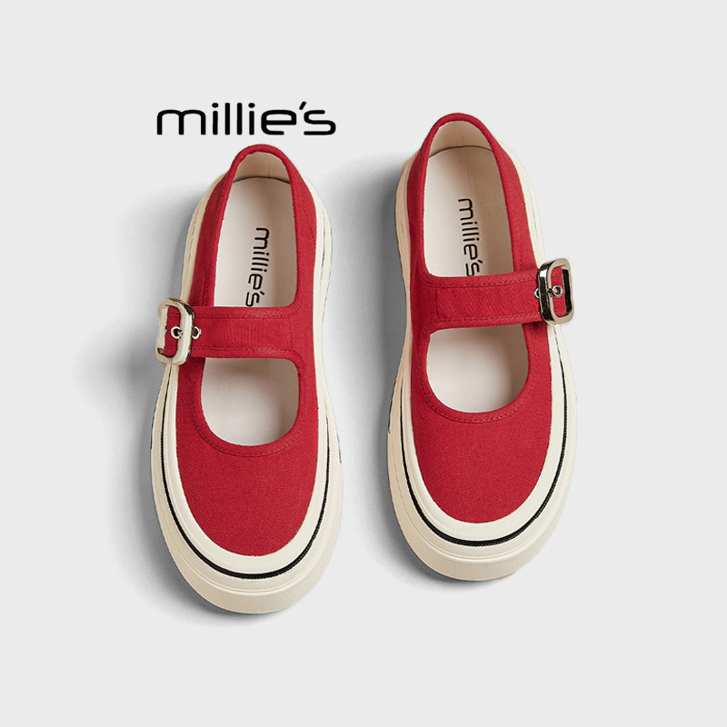 MILLIE'S/妙丽2025新款厚底浅口轻便运动帆布鞋女夏季透气休闲鞋,淘宝优惠券,粉丝福利购,淘宝优惠卷