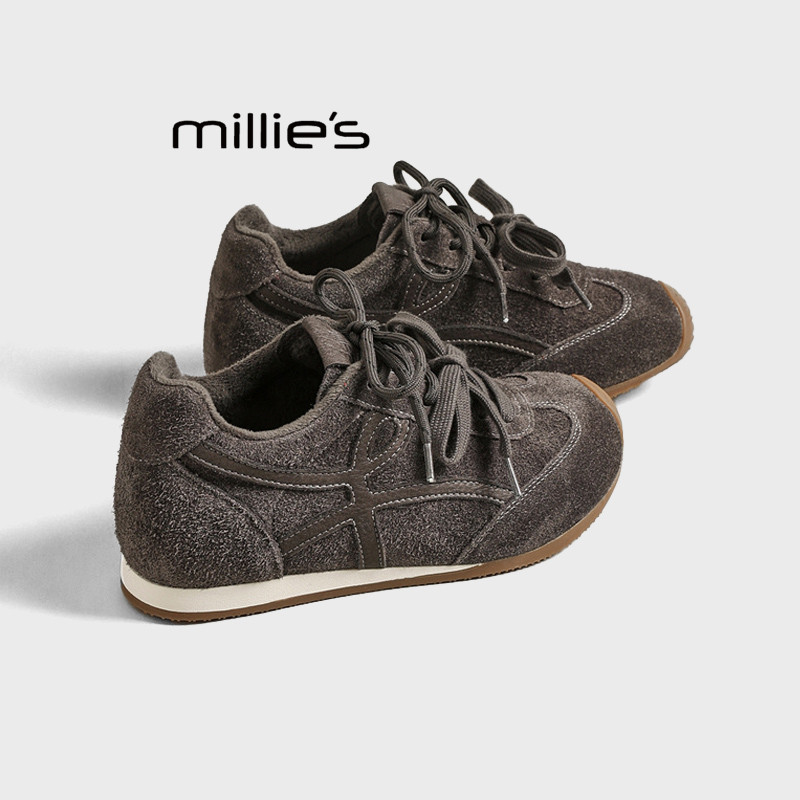 MILLIE'S/妙丽复古深口女鞋芭蕾风拼色德训鞋圆头系带休闲运动鞋Z,淘宝优惠券,粉丝福利购,淘宝优惠卷
