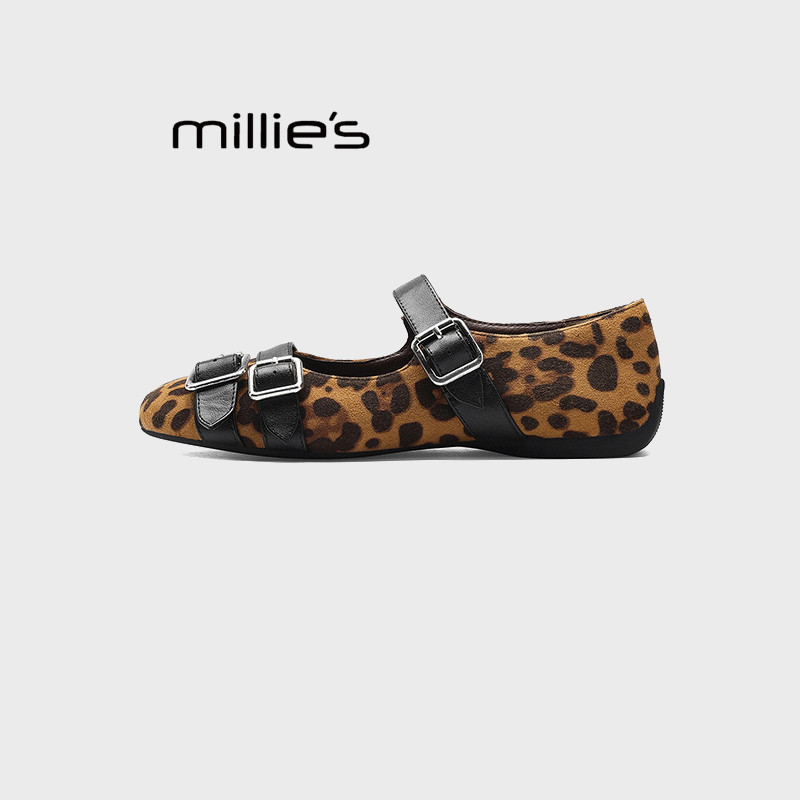 MILLIE'S/妙丽2026春季新款复古风玛丽珍鞋女平底真皮百搭豆豆鞋Z,淘宝优惠券,粉丝福利购,淘宝优惠卷