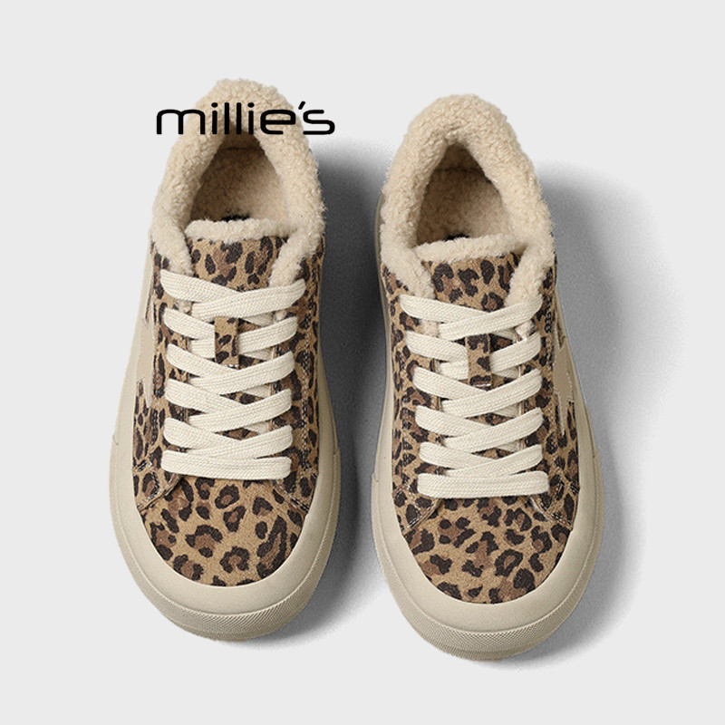 MILLIE'S/妙丽冬季新款厚底加绒星星款百搭时尚休闲超火增高板鞋Z,淘宝优惠券,粉丝福利购,淘宝优惠卷