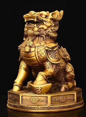 铜将军麒麟摆件一对踩八卦麒麟开业礼品家居装饰客厅办公室工艺品